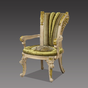 欧式实木餐椅 新古典家用椅雕花餐椅 布艺扶手椅美式靠背椅子