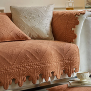 欧式高档全棉沙发垫四季通用防滑盖巾绗缝，垫纯棉北欧纯色飘窗坐垫