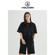 VOLCOM钻石户外品牌简约纯色体恤衫2024夏季男生印花短袖T恤