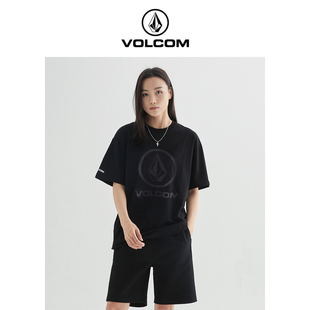 volcom钻石户外品牌，简约纯色体恤衫2024夏季男生印花短袖t恤