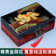 平遥推光漆器首饰盒带锁中式木质实木盒子复古汉风结婚梳妆盒