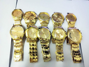 价时尚 男士手表 时装表  石英韩版金色钢带生活防水