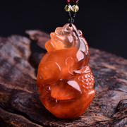 天然红水晶貔貅，吊坠红兔毛貔貅，元宝霸王貔貅男女礼物