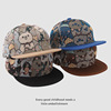 儿童帽子春秋男女童卡通平沿帽韩版街舞棒球帽花布小熊嘻哈帽