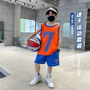 熊猫圆圆儿童运动套装，2024男童薄款篮球服，夏季速干两件套夏装