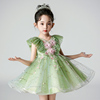幼儿园诗歌朗诵花仙子公主裙六一合唱女童蓬蓬沙连衣裙绿色夏礼服
