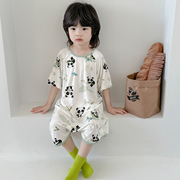 儿童连体睡衣夏季宝宝短袖，睡袍莱赛尔薄款防踢被男女童空调家居服