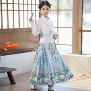 女童马面裙套装女孩中国风古装，中大童襦裙唐装春夏季洋气儿童汉服