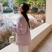 粉紫色名媛小香风外套女2024春季法式高级感超好看气质短上衣
