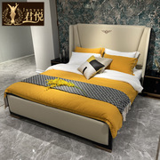 高端意(高端意)式轻奢，真皮软床定制家具后现代，主卧别墅高档1.8米双人婚床