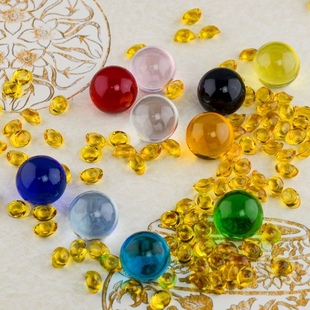 水晶球彩色珠手办配件实心，玻璃球人造水晶摆件原色球
