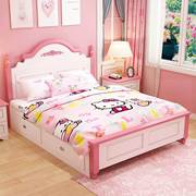 韩式实木双人床1.8m公主，床粉色女孩床，1.5米单人储物床青少年单床