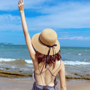 草帽海边沙滩帽子女夏气质(夏气质，)百搭时尚洋气太阳帽防晒遮脸遮阳帽