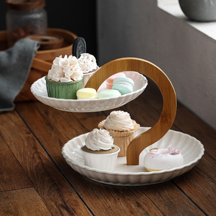 永福盛陶瓷水果盘欧式三层点心盘蛋糕甜品台多层糕点客厅糖果托盘