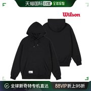 韩国直邮Wilson 运动T恤 WILSON 大商标 拉绒 帽子 T恤 7687 黑