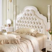 法式实木床白色奶油风主卧1.5米1.8双人床复古美式软包公主床欧式