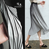 黑白相间压褶斑马条纹肌理褶皱布料 软垂裙装设计创意时装布料