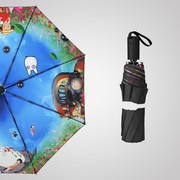 龙猫太阳伞双层折叠全自动遮阳防晒防紫外线女晴雨伞两用迷你