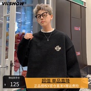 VIISHOW假两件圆领毛衣男秋季高街休闲慵懒针织衫潮流百搭上衣服