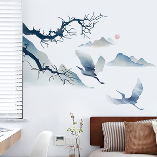 卧室客厅沙发背景墙贴纸自粘墙壁贴画墙画中国风壁纸3D立体贴墙纸