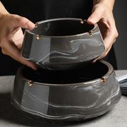 防飞灰陶瓷烟灰缸创意办公室家用中式客厅茶几大号个性北欧潮流