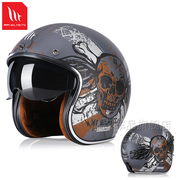MT摩托车头盔复古半盔哈雷机车电动车安全帽四分之三男女冬季