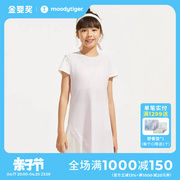 moodytiger女童连衣裙24夏款拼接透气短袖裙子 Air Supply空气衣