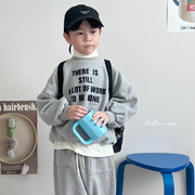 上新▲BabyWe韩国童装儿童冬季加绒立体刺绣字母卫衣上衣