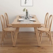 实木餐桌小户型饭桌组合松木长方形，原木客厅餐厅现代简约家用桌椅