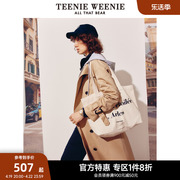 TeenieWeenie小熊奥莱连帽双排扣风衣外套中长款收腰气质女款春装