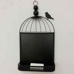 创意铁艺鸟笼挂式小黑板店铺用广告牌 家用装饰提示留言板记
