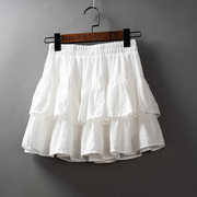 法式甜美白色花朵刺绣，蛋糕蓬蓬短裙女半身裙小个子百搭防走光伞裙