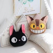 日系动漫龙猫巴士黑猫抱枕毛绒，靠垫超柔软床头沙发靠枕男女生礼物