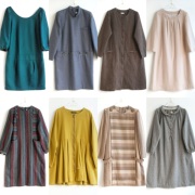 古着毛呢连衣裙秋季日本韩国vintage复古波普条纹，宽松洋装裙孤品