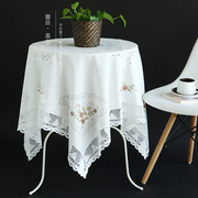 唯米99简约现代方形餐桌布艺白色，圆桌垫欧式田园蕾丝小圆形台布