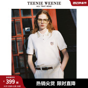 TeenieWeenie小熊女装2024年夏季短袖POLO衫T恤时尚白色上衣