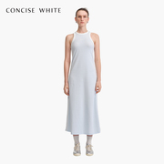 concise-white简白2024夏季logo标拼色无袖背心裙设计师品牌