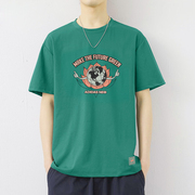 阿迪达斯T恤男春季绿色宽松大码篮球纯棉上衣美式短袖IA6849