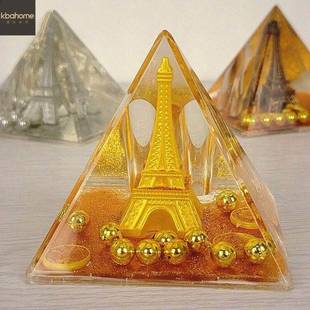 创意办公入油水晶桌面摆件笔筒 埃及金字塔装饰品 埃菲尔铁塔笔插