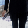 假两件毛衣女原创秋冬黑色蕾丝中长款宽松搭配内搭针织打底裙
