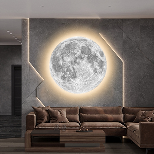 月球行星led灯画北欧入户玄关装饰画，高级感客厅餐厅挂画发光壁画