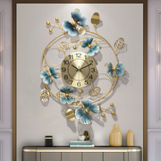 新中式家用时尚创意时钟客厅轻奢艺术挂钟餐厅钟表蝴蝶兰装饰