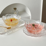 网红花瓣浮雕甜品碗套装玻璃冰淇淋碗糖水燕窝酸奶小吃碗绵绵冰碗