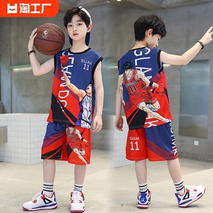 安踏男童夏装篮球服套装，2024儿童速干背心，两件套男孩夏季球衣