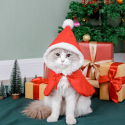 宠物圣诞节衣服猫咪斗篷冬季保暖猫咪红色衣服圣诞帽子狗狗披肩