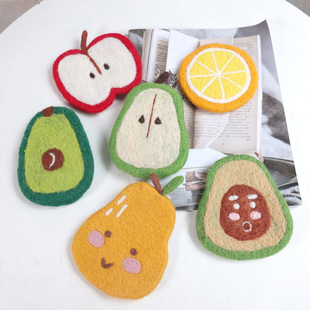 日韩羊毛毡卡通水果杯垫餐垫卡通隔热垫子家用牛油果鸭梨可爱儿童