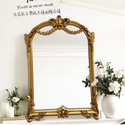 法式化妆镜台式雕花桌面欧式梳妆镜，复古浴室镜子壁炉美式装饰镜