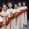 儿童汉服演出服女童胭脂妆中国风，古典舞表演服汉唐襦裙舞蹈服