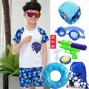 大童泳衣男童夏季套装61012岁男款，儿童防晒速干分体沙滩游泳衣