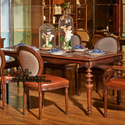 美式实木餐桌餐台高端复古雕花别墅餐厅家具，6人位长方形饭桌定制